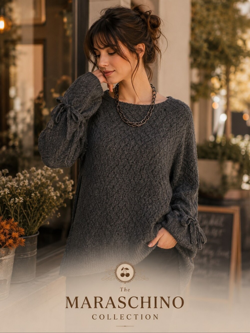 Lane Bryant Gray Wool Blend Tie Sleeve Sweater | Plus 22/24